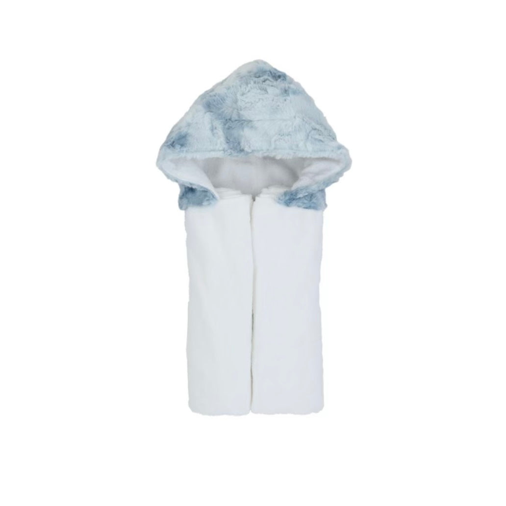 Bondoux bebe Fur hood baby towel blue
