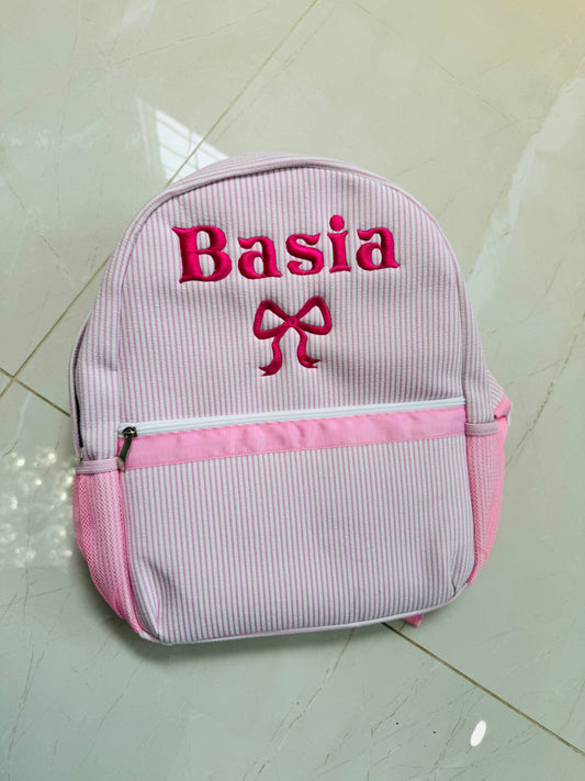 Seersucker pink backpack