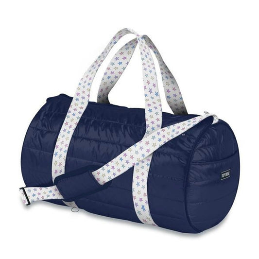 Navy Puffer Duffel pastel star Straps