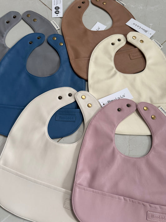 Bleu La La leather bib