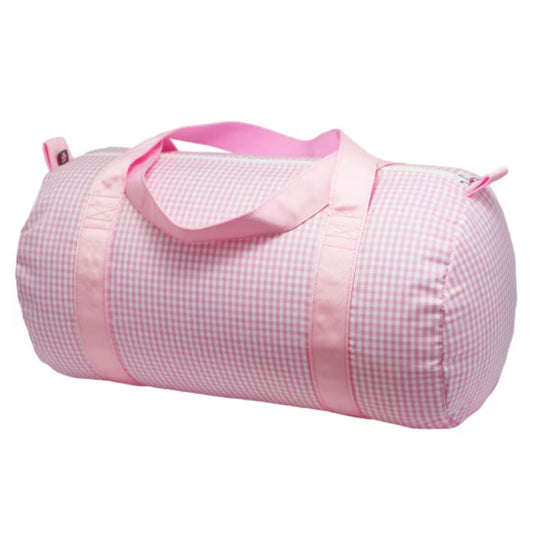 Pink gingham duffel bag