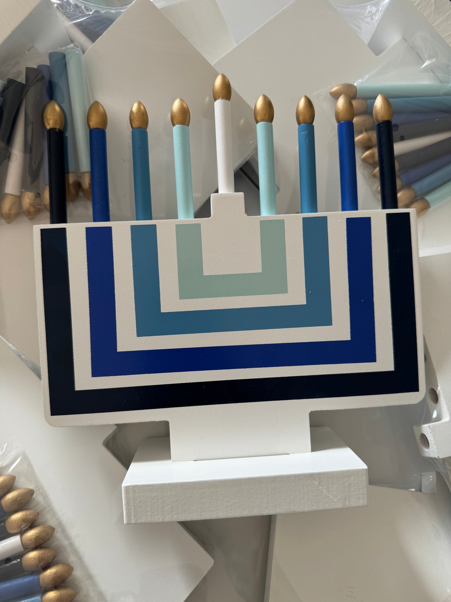 Wooden play menorah