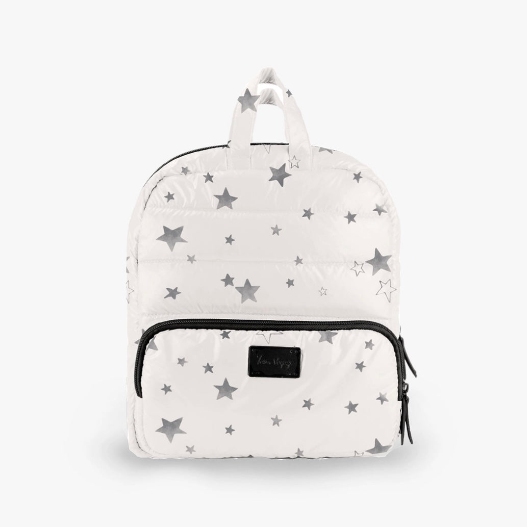 7am MIDI white star puffer backpack