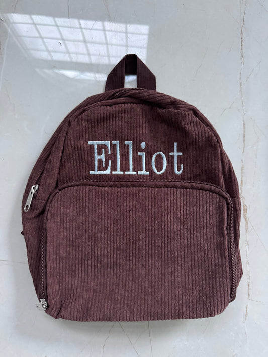 Mini corduroy brown backpack