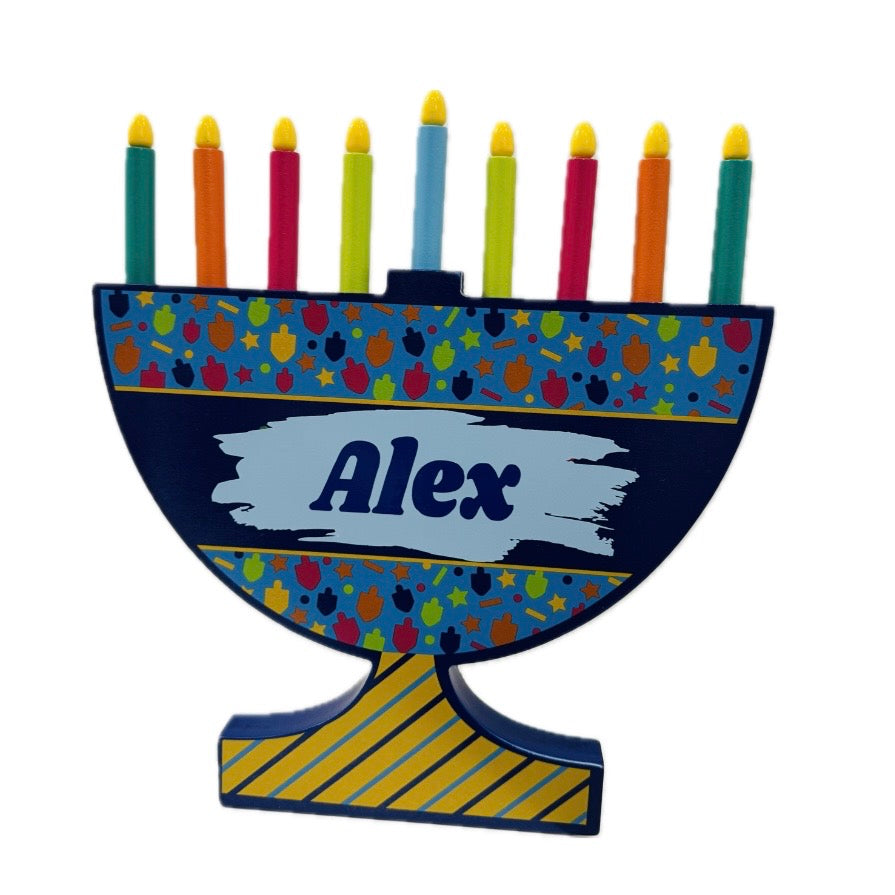 Wooden play menorah ￼