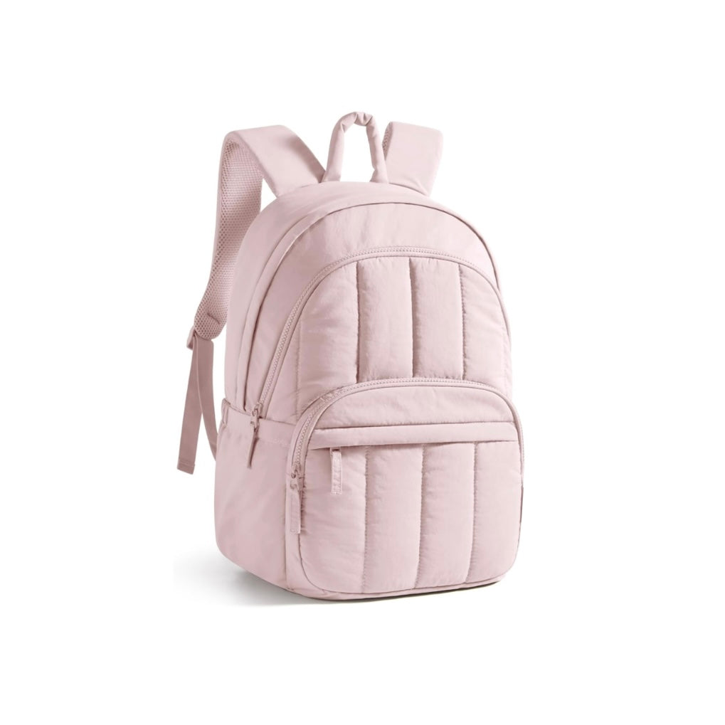 Pink puffer backpack