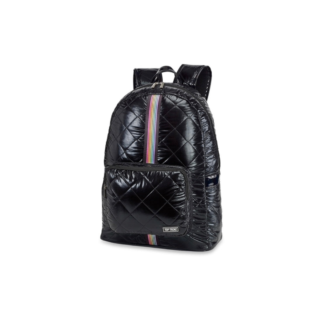 Top trenz black puffer backpack stripe