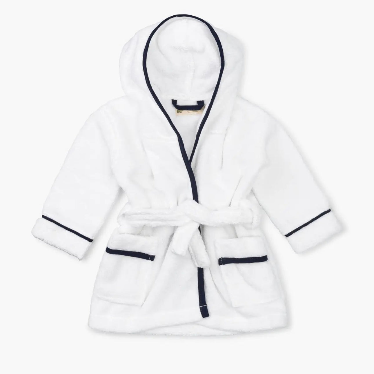 Monica & Andy Terry bathrobe navy trim