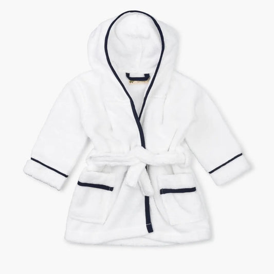 Monica & Andy Terry bathrobe navy trim