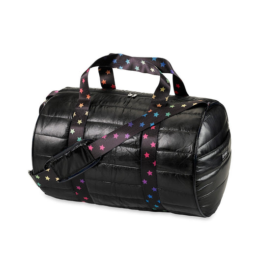 Black Puffer Duffle Scatter Star Straps