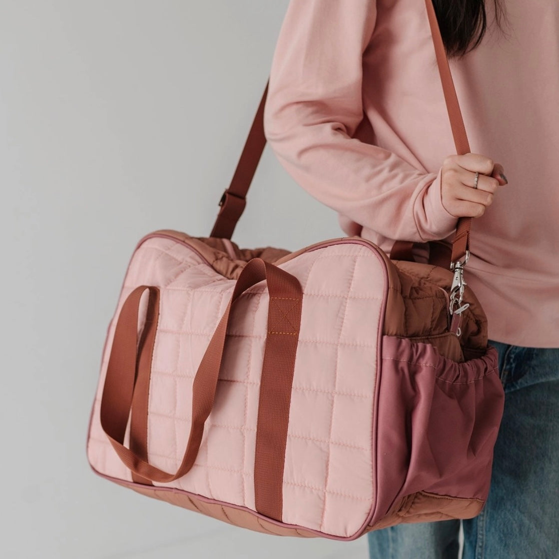 Blue Colorblock overnight large travel bag