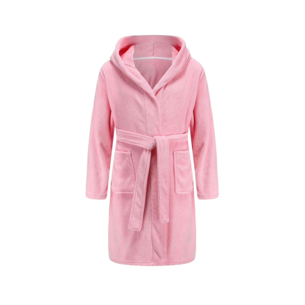 Pink terry kids bathrobe