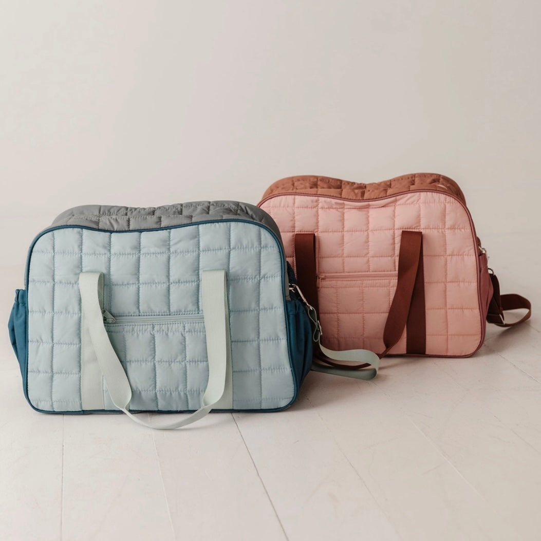 Blue Colorblock overnight large travel bag