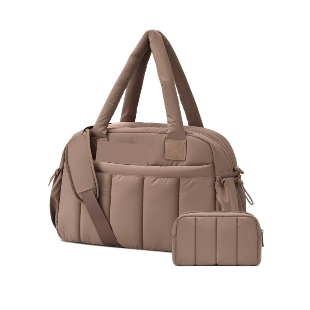 Brown weekender travel bag set