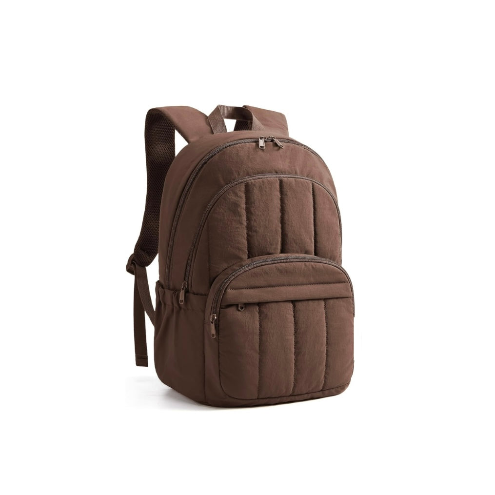 Brown puffer backpack