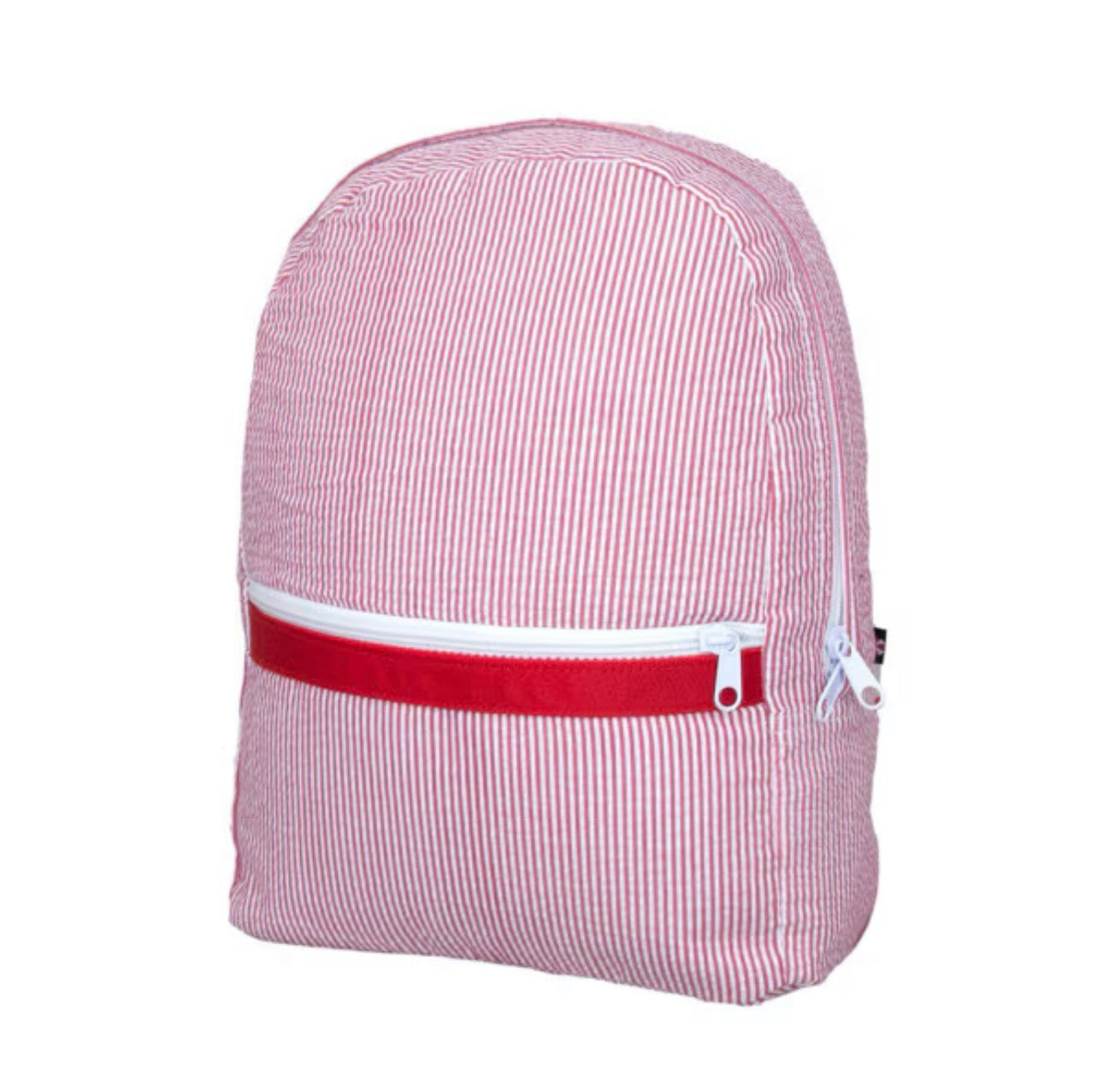 Red seersucker toddler backpack