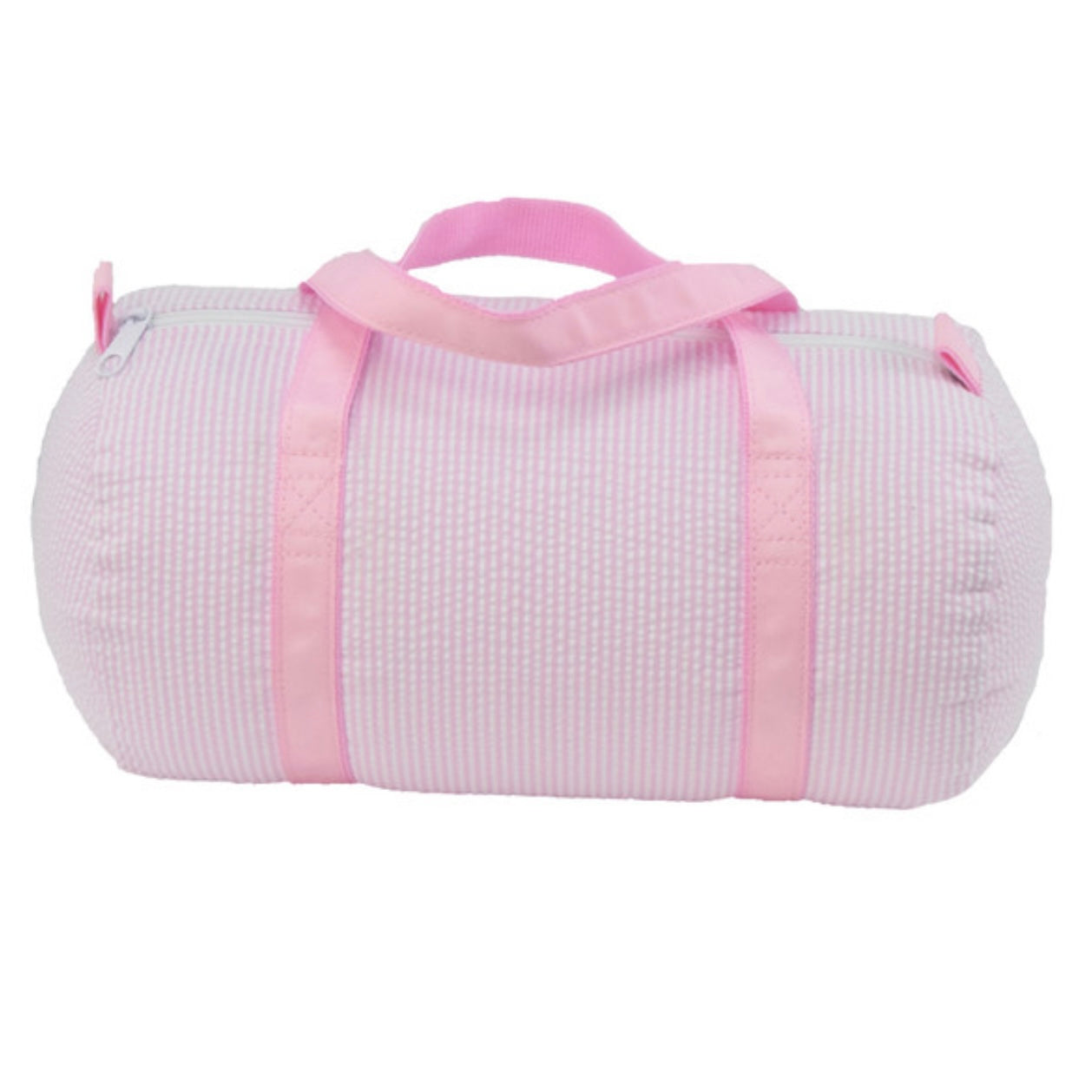 Pink seersucker duffel bag