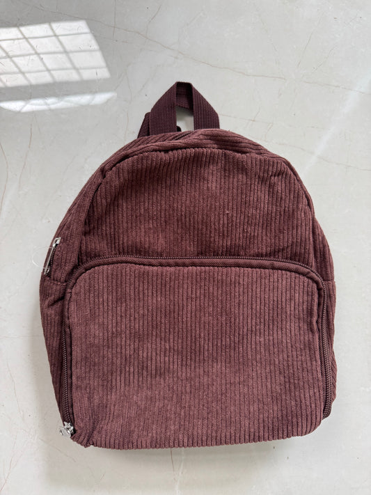 Mini corduroy brown backpack
