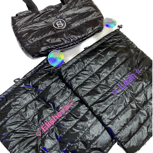 Puffer cinch bags colorful star straps