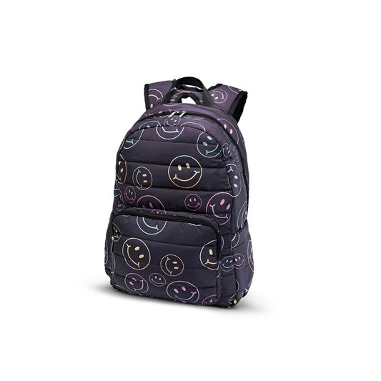 Black Puffer Outline Smile Backpack