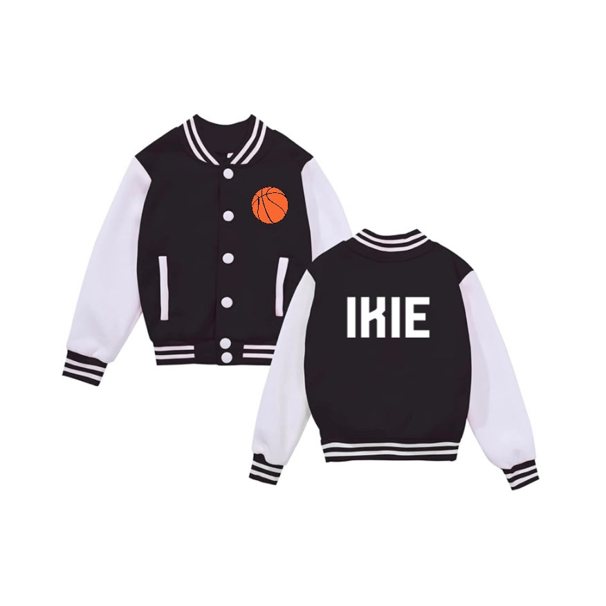 Black letterman jacket/ Print