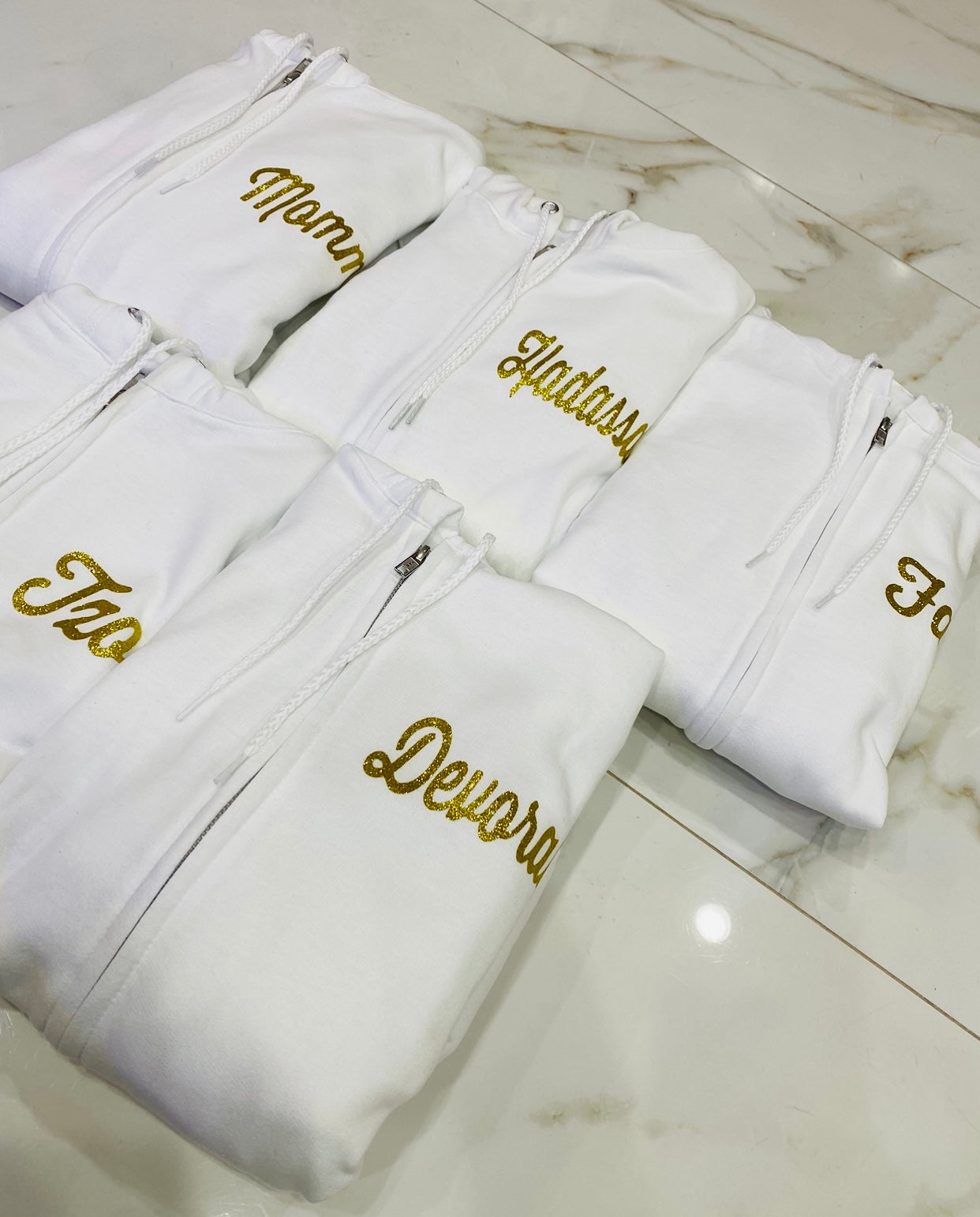 White wedding zip up sweatshirt