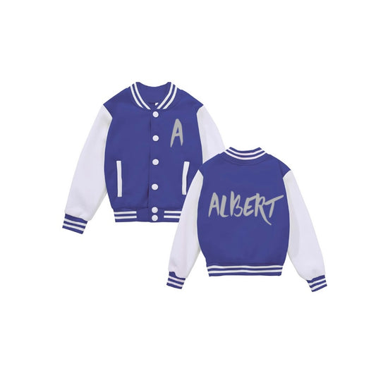 Blue letterman jacket/ Print