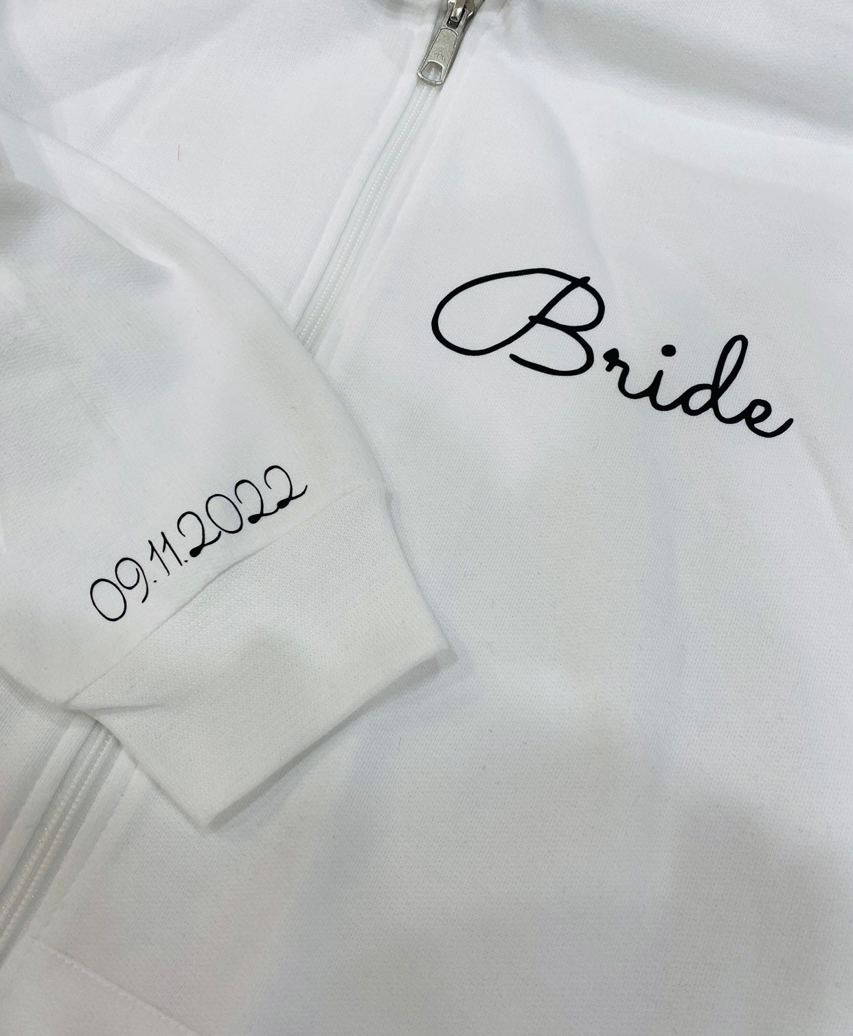 White wedding zip up sweatshirt