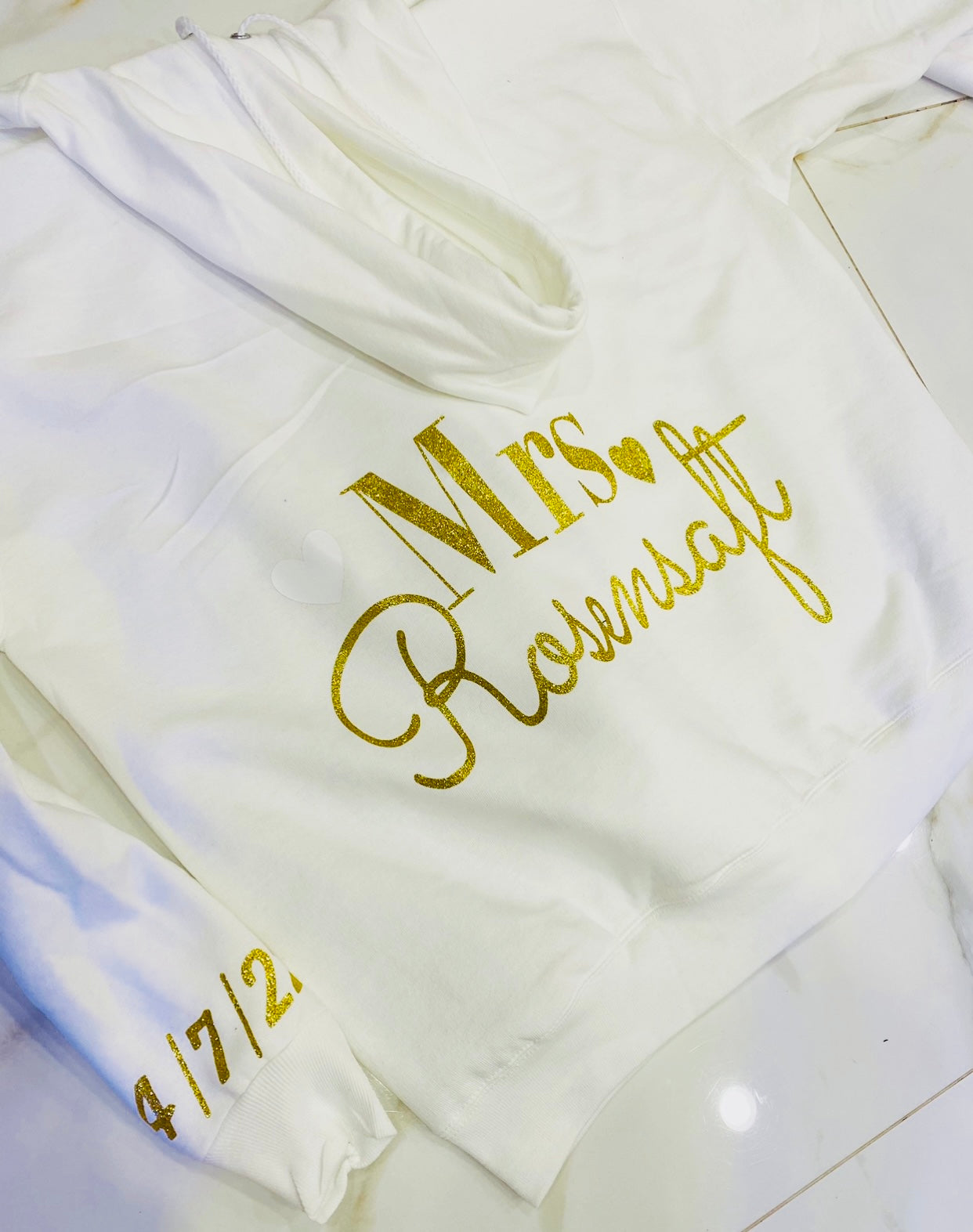 White wedding zip up sweatshirt