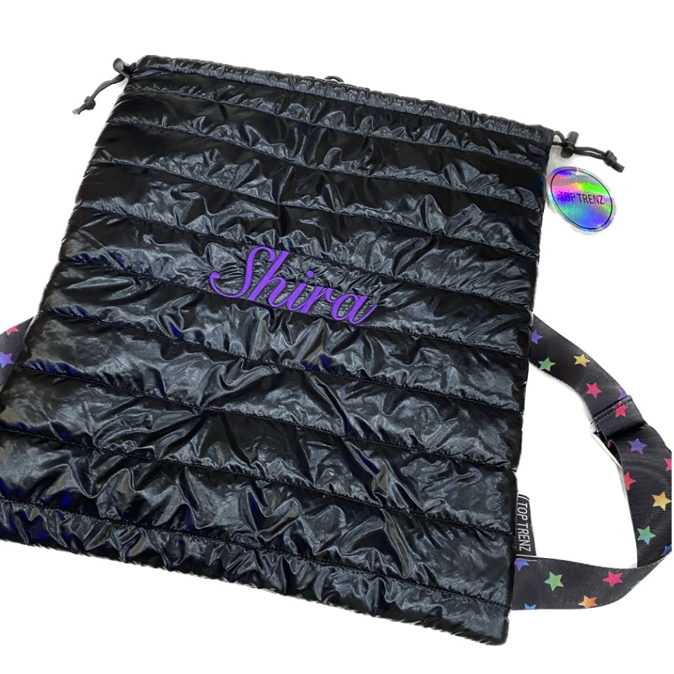 Puffer cinch bags colorful star straps