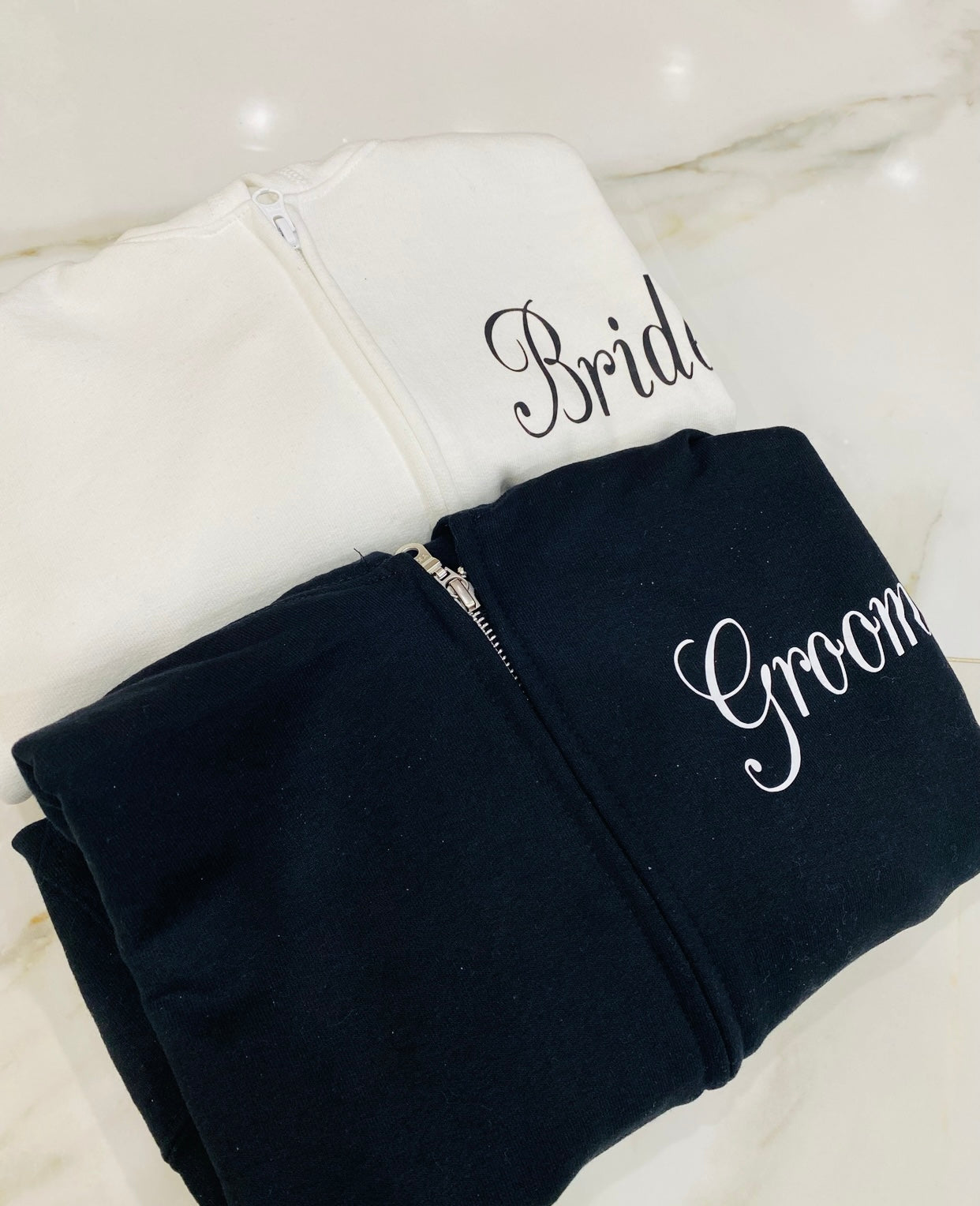 White wedding zip up sweatshirt