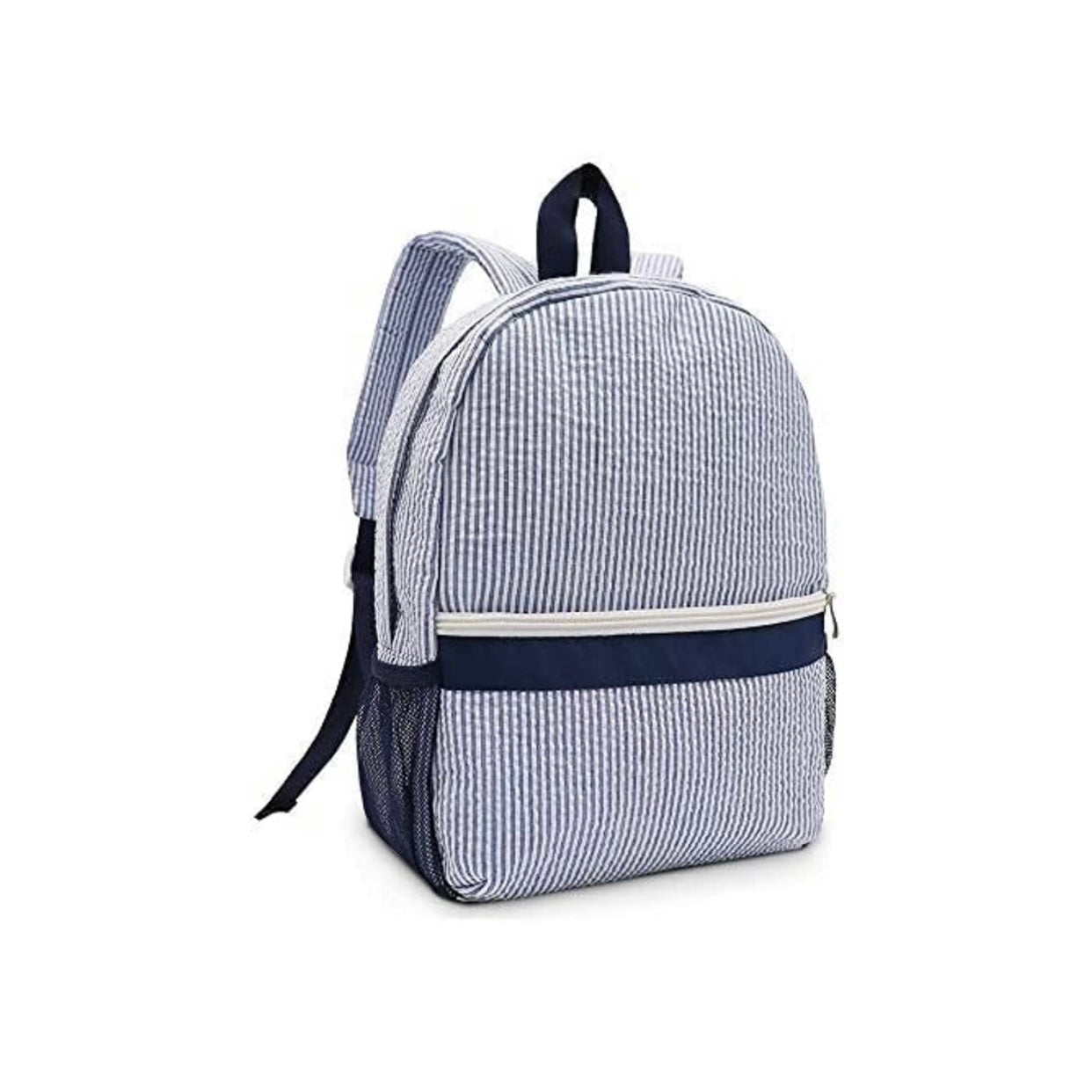 Seersucker blue backpack ￼