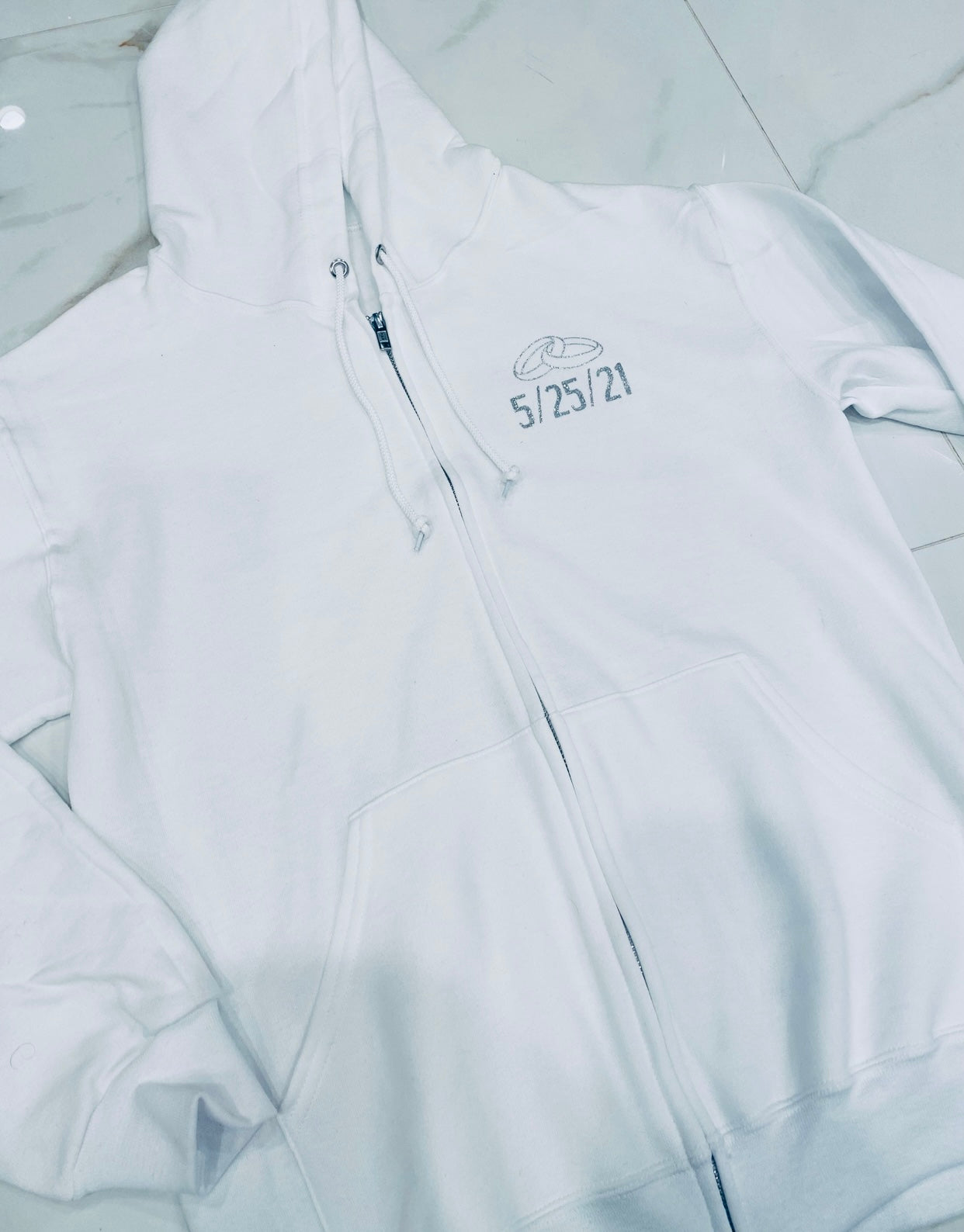 White wedding zip up sweatshirt