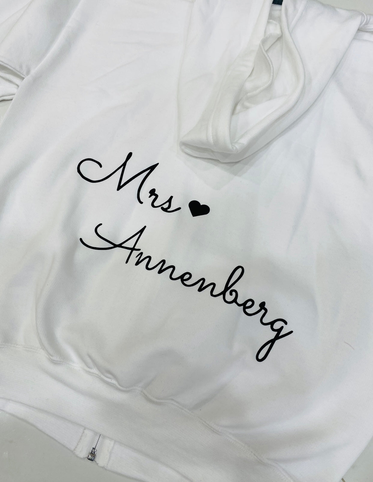 White wedding zip up sweatshirt