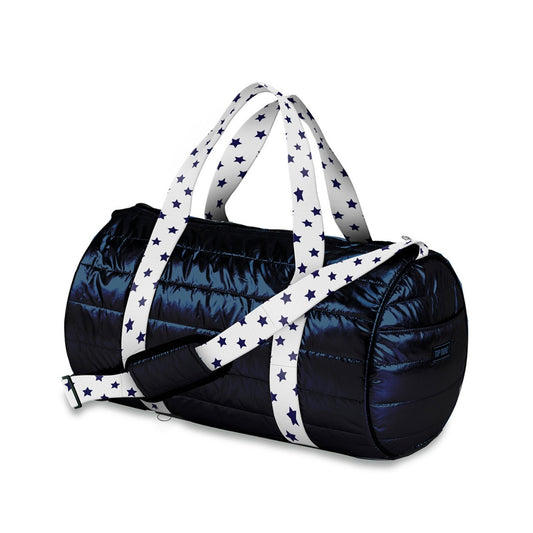 Navy puffer duffel blue star straps